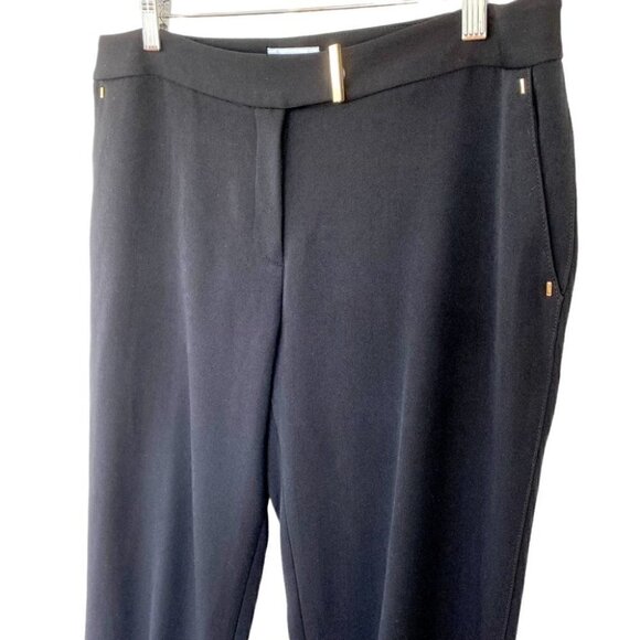 Tahari Pants - Tahari black trousers with gold  accents, with narrow leg opening, medium rise